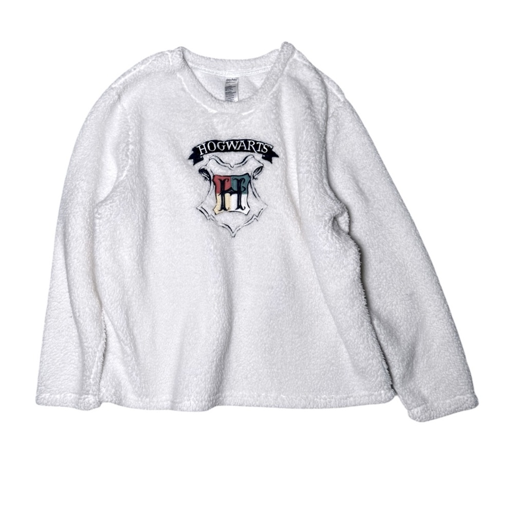 Hogwarts‎ embroidered White Fleece sweatshirt sweater XL